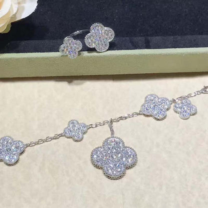 [Noble Jewelry]CLOVER 6 MOTIFS SILVER DIAMOND BRACELET