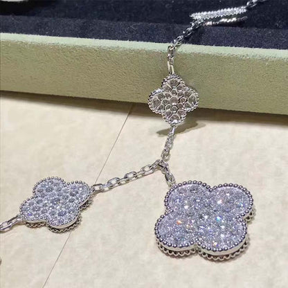 [Noble Jewelry]CLOVER 6 MOTIFS SILVER DIAMOND BRACELET