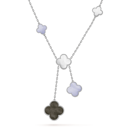 [Edler Schmuck]CLOVER MOP CHALCEDON HALSKETTE SILBER 6 MOTIV 