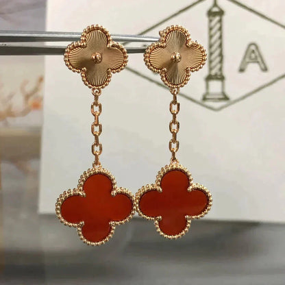 [Edler Schmuck] CLOVER 2 MOTIV LASER CARNELIAN OHRRINGE