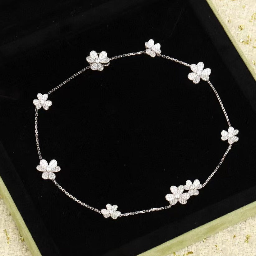 [Edler Schmuck]FRIVOLE SILBER 9 BLUMEN HALSKETTE