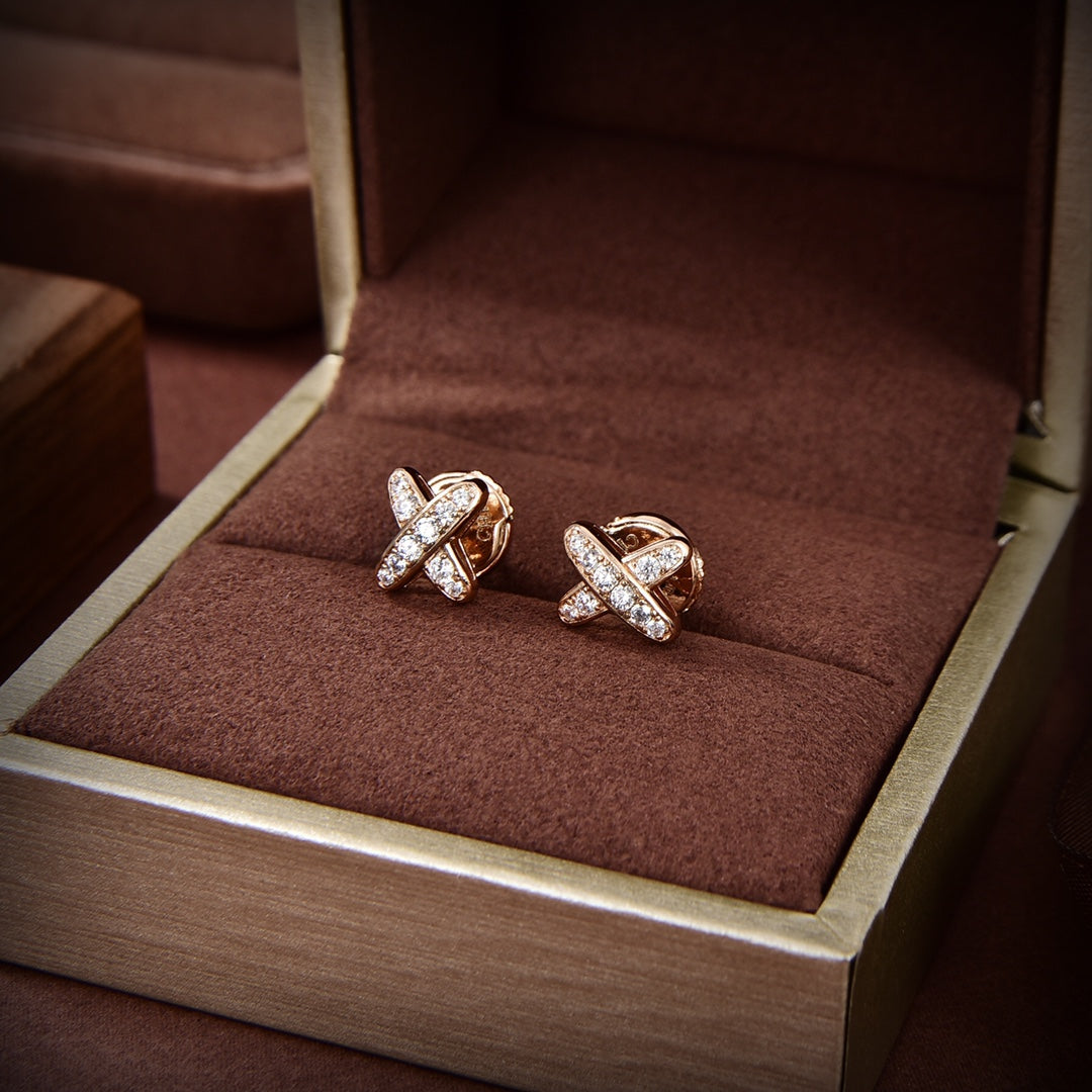 [Noble Jewelry]JEUX DE GOLD DIAMOND EARRINGS