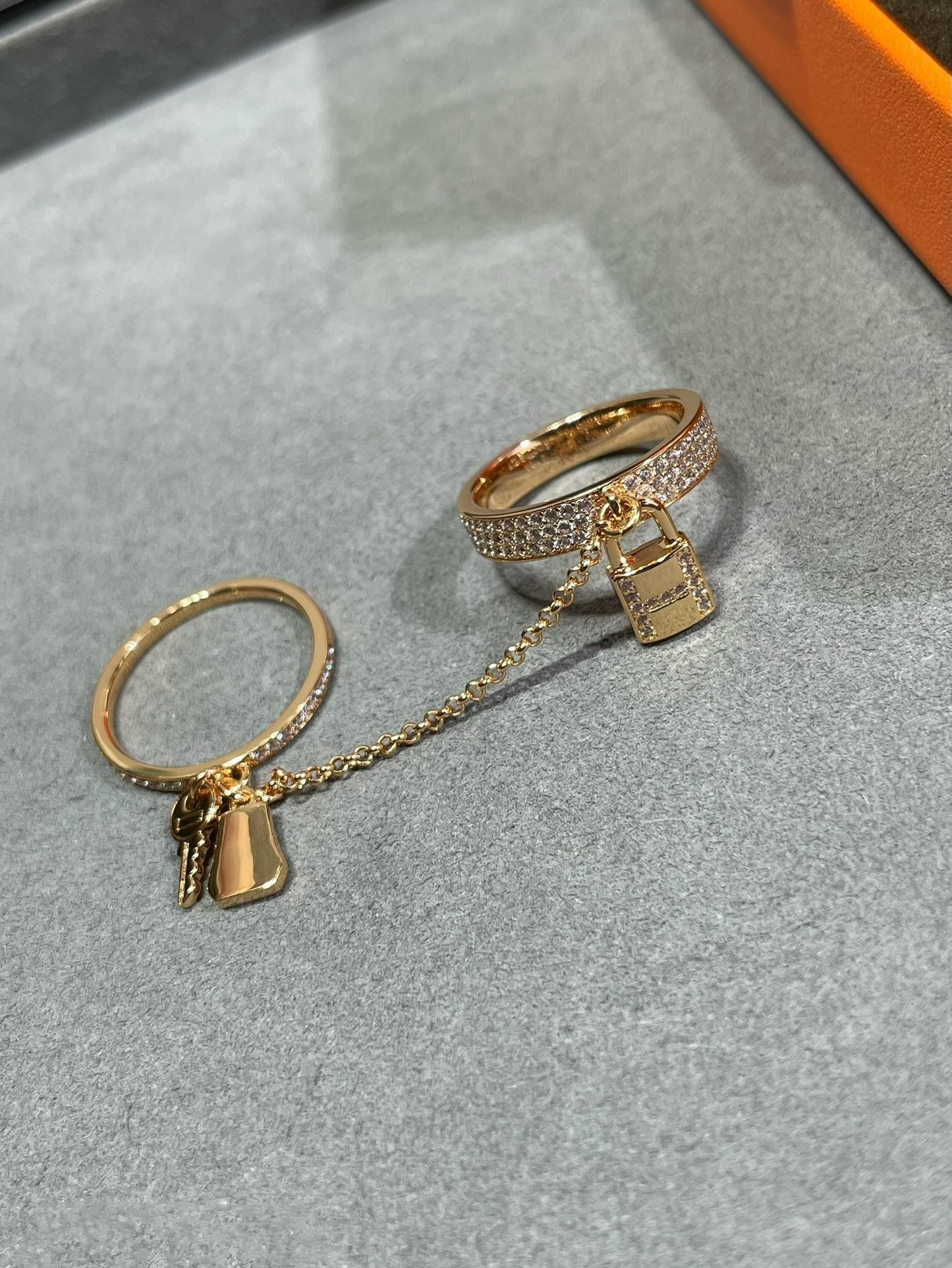 [Noble Jewelry]HM KELLY CLOCHETTE DOUBLE RING IN  WITH DIAMONDS