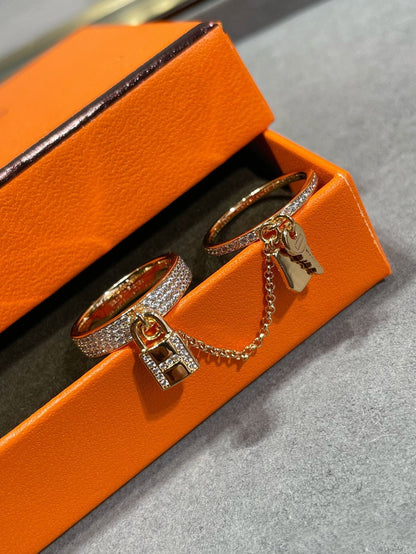 [Noble Jewelry]HM KELLY CLOCHETTE DOUBLE RING IN  WITH DIAMONDS