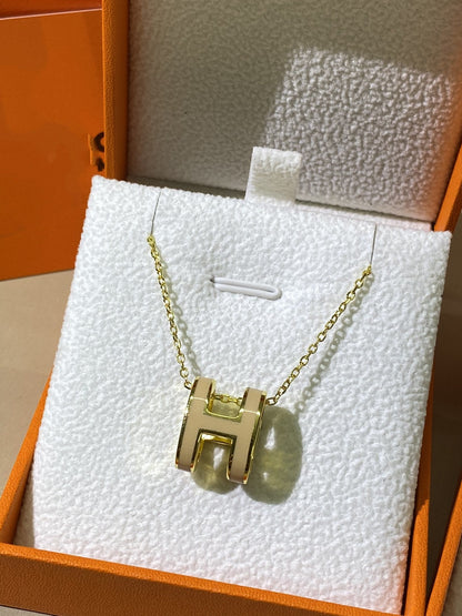 [Noble Jewelry]HM CLIC YELLOW ENAMEL GOLD NECKLACE