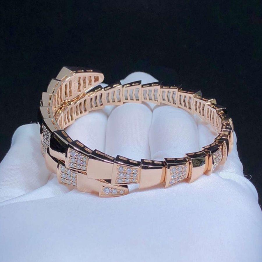 [Noble Jewelry]SERPENTI WIDE BRACELET PINK GOLD DIAMOND