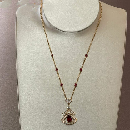 [Noble Jewelry]DREAM NECKLACE CARNELIAN DIAMOND PINK GOLD