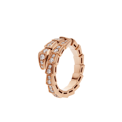 [Noble Jewelry]SERPENTI RING PINK GOLD DIAMOND PAVED 4MM