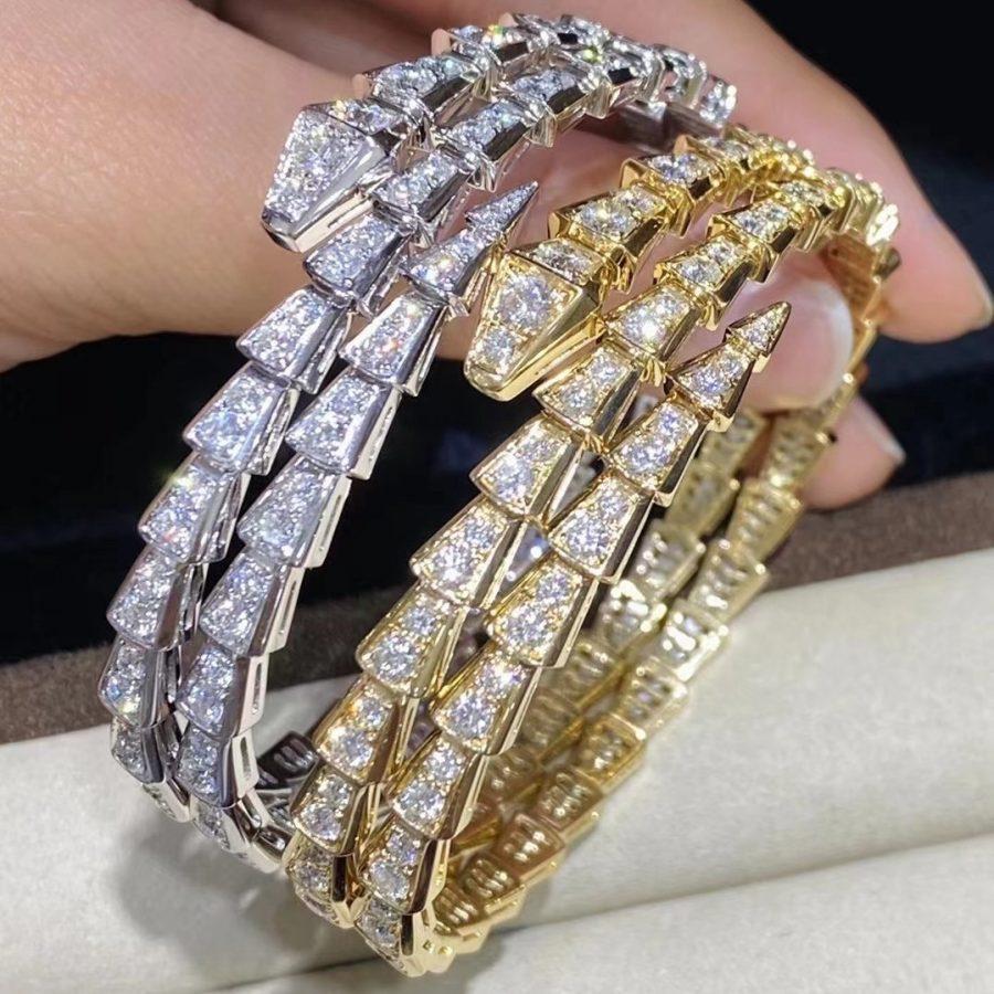 [Noble Jewelry]SERPENTI BRACELET GOLD DIAMOND DOUBLE ROW