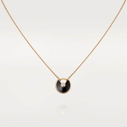 [Noble Jewelry]AMULETTE ROSE GOLD ONYX NECKLACE