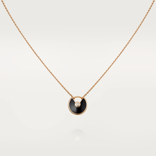 [Edler Schmuck]AMULETTE ROSÉGOLD ONYX HALSKETTE