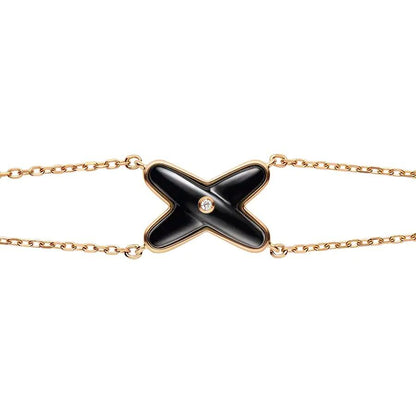 [Noble Jewelry]JEUX BRACELET ONYX PINK GOLD 1 DIAMOND