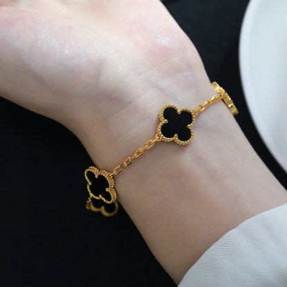 [Noble Jewelry]CLOVER  5 MOTIFS BLACK ONYX BRACELET