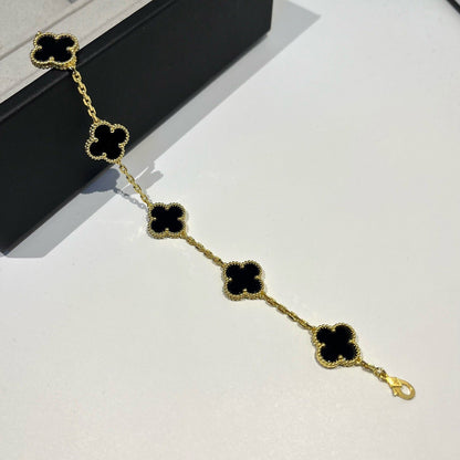 [Noble Jewelry]CLOVER  5 MOTIFS BLACK ONYX BRACELET