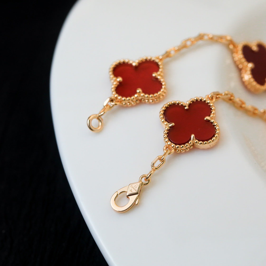 [Noble Jewelry]CLOVER 5 MOTIFS RED AGATE  BRACELET