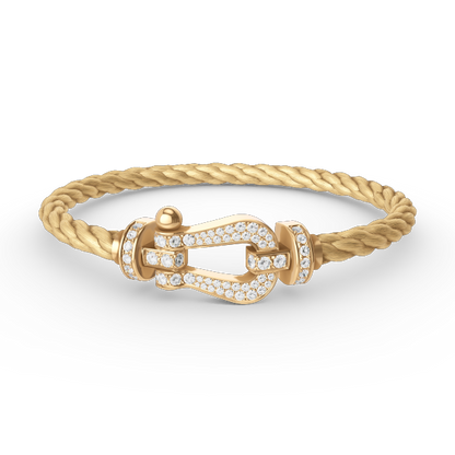 [Edler Schmuck]FORCE GROSSES HUFEISENARMBAND MIT VOLLEN DIAMANTEN GOLD