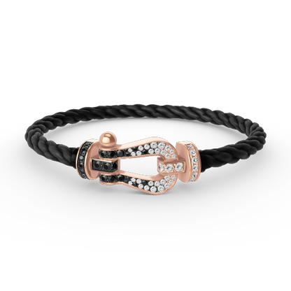 [Noble Jewelry]FORCE LARGE HORSESHOE BLACK WHITE DIAMOND BRACELET ROSE GOLD