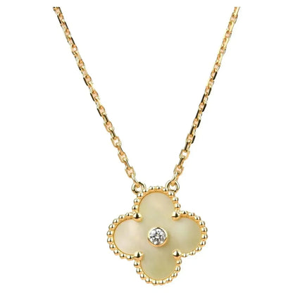 [Noble Jewelry]CLOVER 15MM DIAMOND GOLD MOTHER OF PEARL NECKLACE