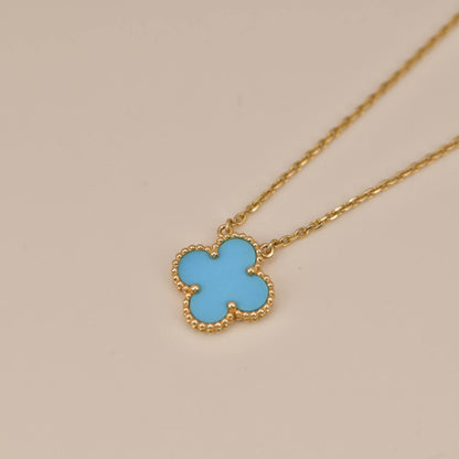 [Noble Jewelry]CLOVER 15MM VINTAGE TURQUOISE NECKLACE