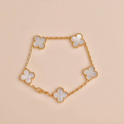 [Noble Jewelry]CLOVER  5 MOTIF WHITE MOP BRACELET