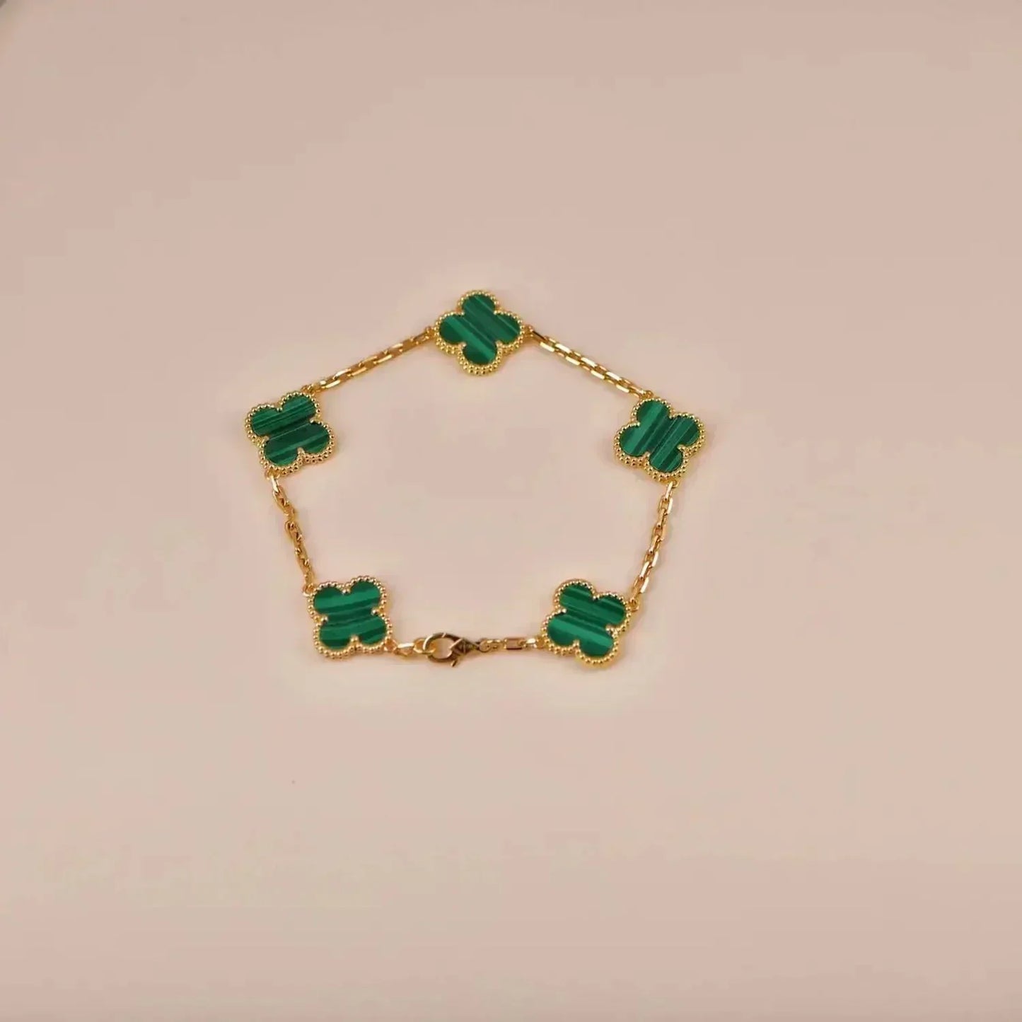 [Noble Jewelry]CLOVER 5 MOTIFS MALACHITE BRACELET