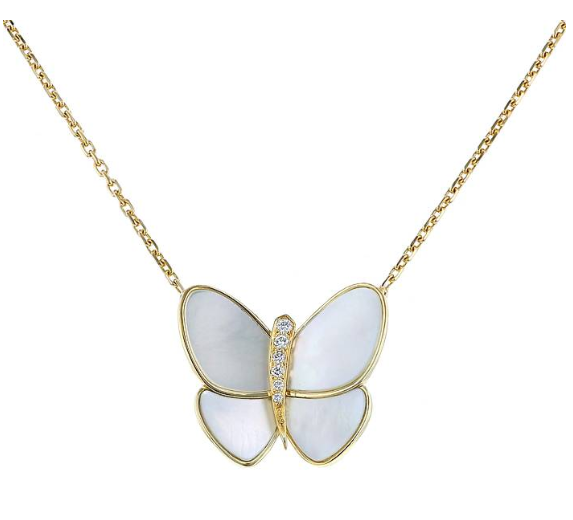 [Noble Jewelry]BUTTERFLY GOLD MOP DIAMOND NECKLACE