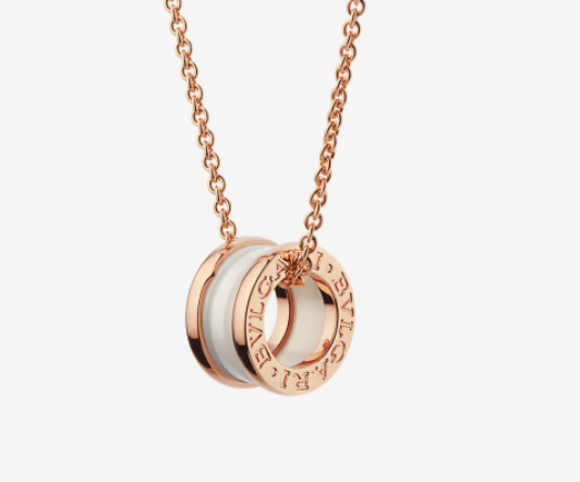 [Noble Jewelry]ZERO 1 WHITE CERAMIC PINK GOLD NECKLACE