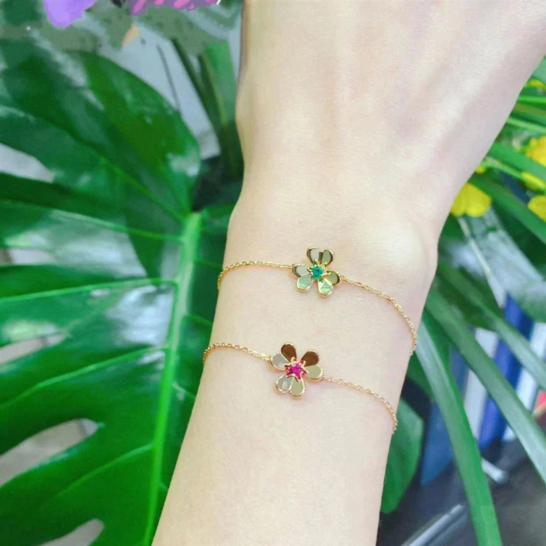 [Noble Jewelry]FRIVOLE GOLD FLOWER PINK MALACHITE BRACELET