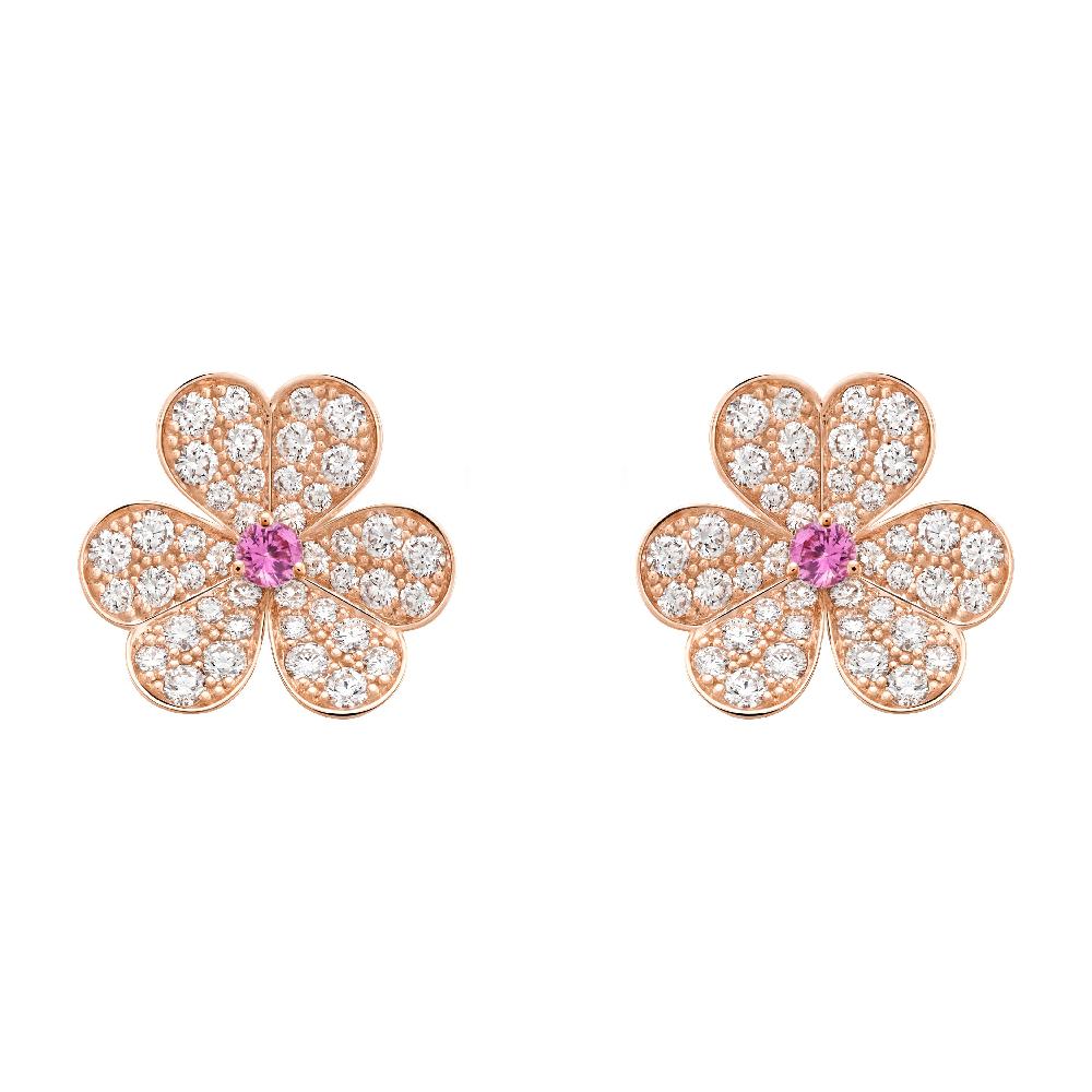 [Noble Jewelry]FRIVOLE PINK GOLD FLOWER DIAMOND EARRINGS