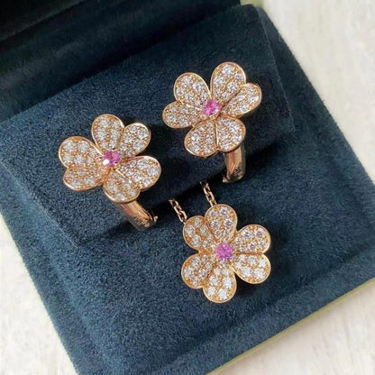 [Noble Jewelry]FRIVOLE PINK GOLD FLOWER DIAMOND EARRINGS