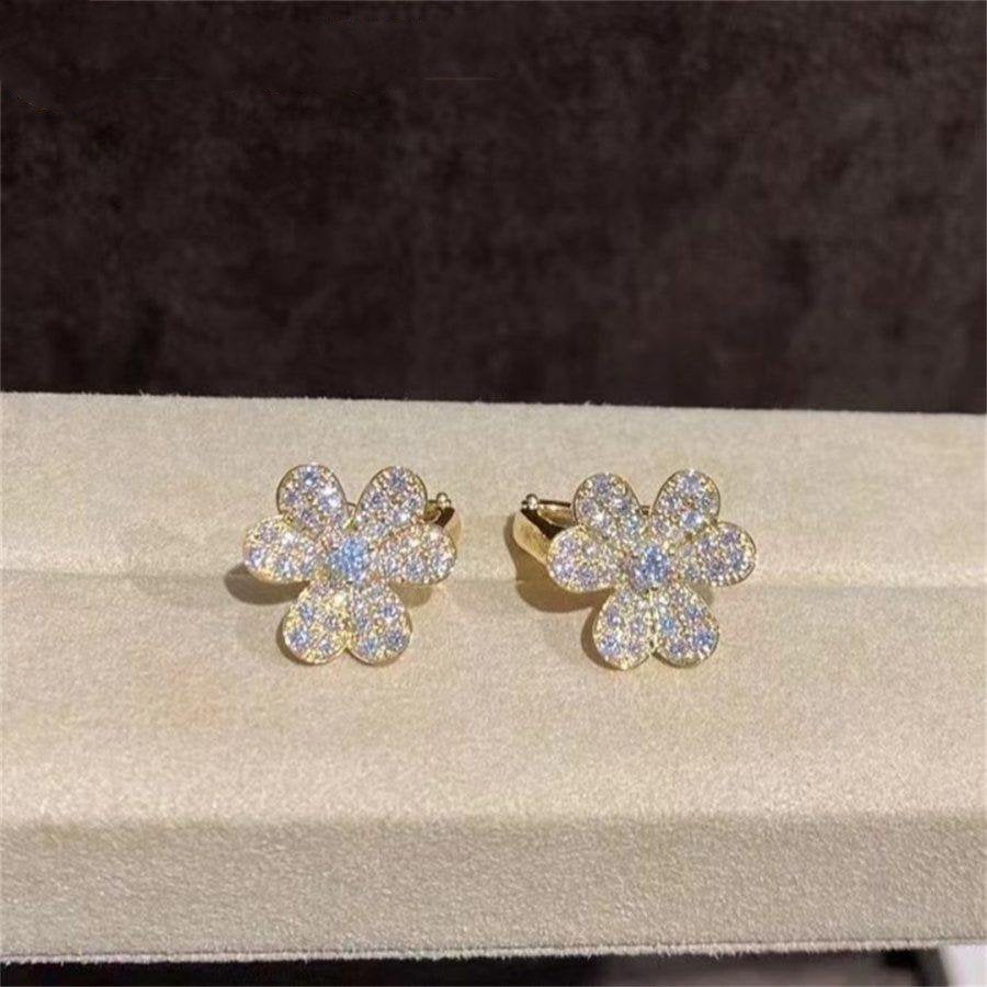 [Edler Schmuck]FRIVOLE GOLD BLUMEN DIAMANT OHRRINGE 