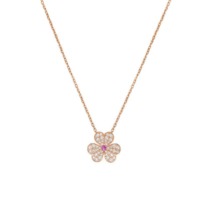 [Edler Schmuck]FRIVOLE ROSÉGOLD-HALSKETTE MIT BLUMENDIAMANTEN