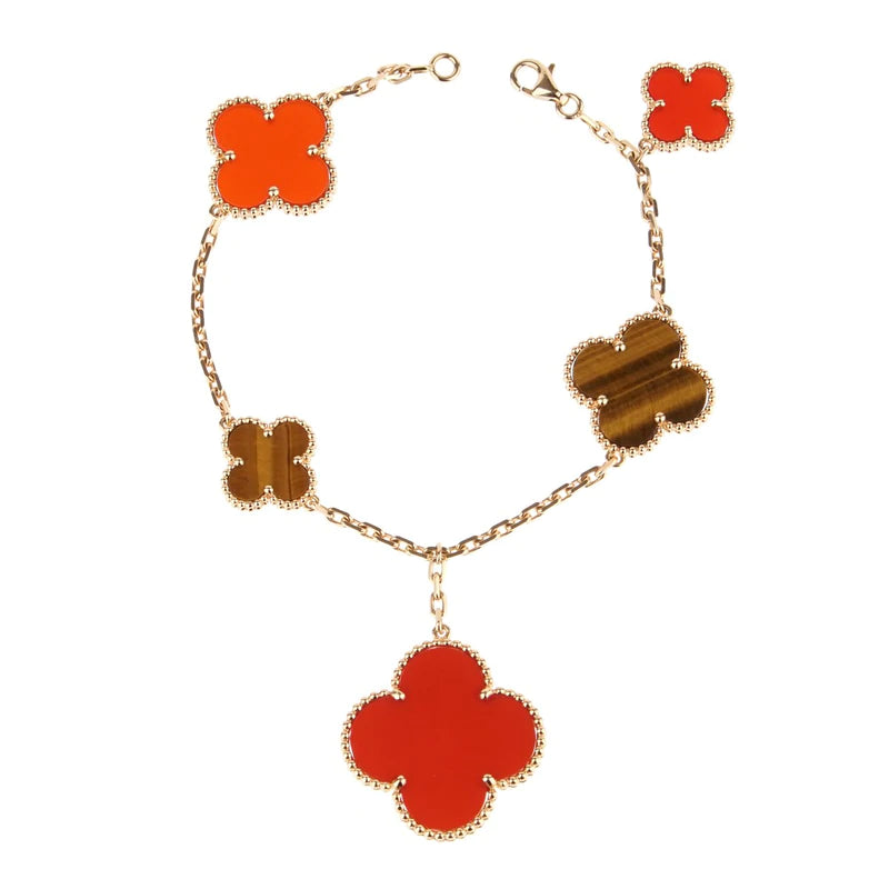 [Noble Jewelry]CLOVER BRACELET 5 MOTIFS CARNELIAN TIGER EYE