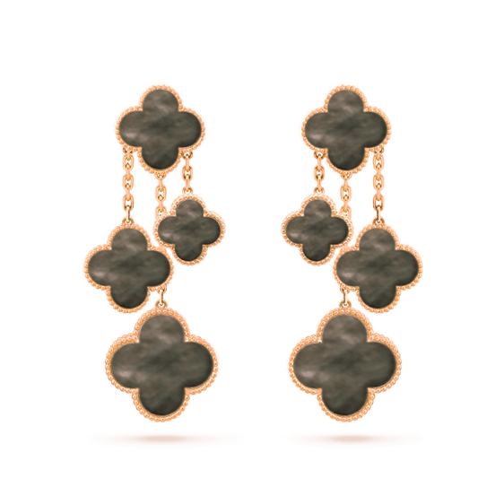 [Noble Jewelry]CLOVER EARRINGS DARK MOP 4 MOTIFS ROSE GOLD