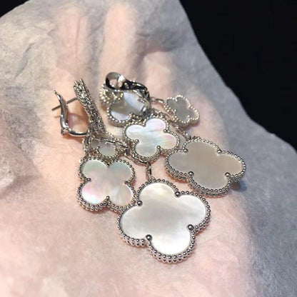 [Noble Jewelry]CLOVER EARRINGS WHITE MOP 4 MOTIFS SILVER