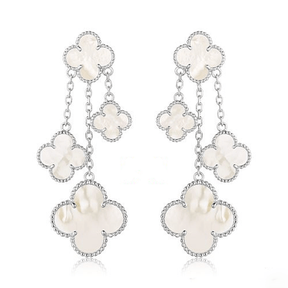 [Noble Jewelry]CLOVER EARRINGS WHITE MOP 4 MOTIFS SILVER