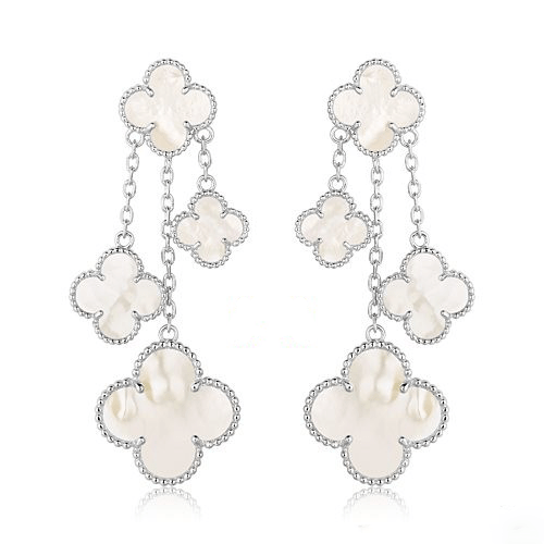 [Noble Jewelry]CLOVER EARRINGS WHITE MOP 4 MOTIFS SILVER