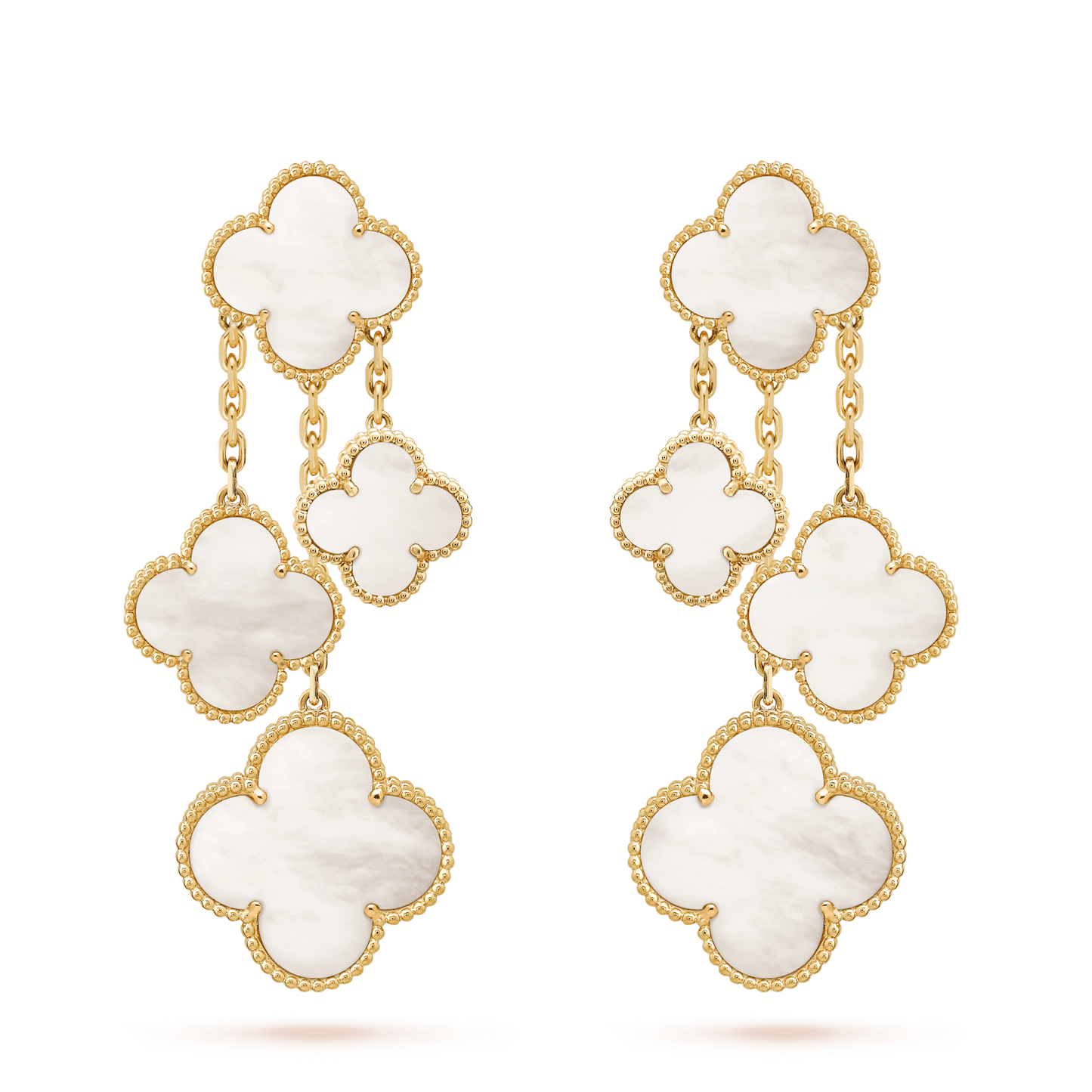 [Noble Jewelry]CLOVER EARRINGS WHITE MOP 4 MOTIFS GOLD