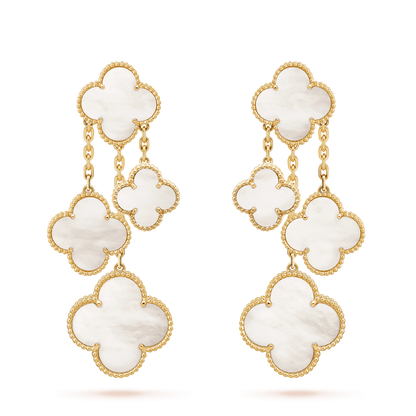 [Noble Jewelry]CLOVER EARRINGS WHITE MOP 4 MOTIFS GOLD