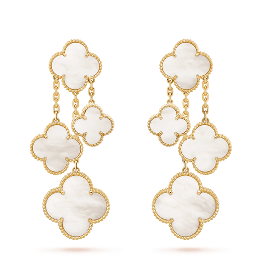 [Noble Jewelry]CLOVER EARRINGS WHITE MOP 4 MOTIFS GOLD