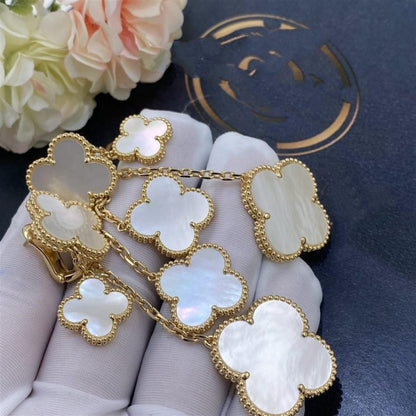 [Noble Jewelry]CLOVER EARRINGS WHITE MOP 4 MOTIFS GOLD