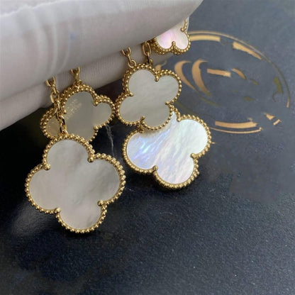 [Noble Jewelry]CLOVER EARRINGS WHITE MOP 4 MOTIFS GOLD