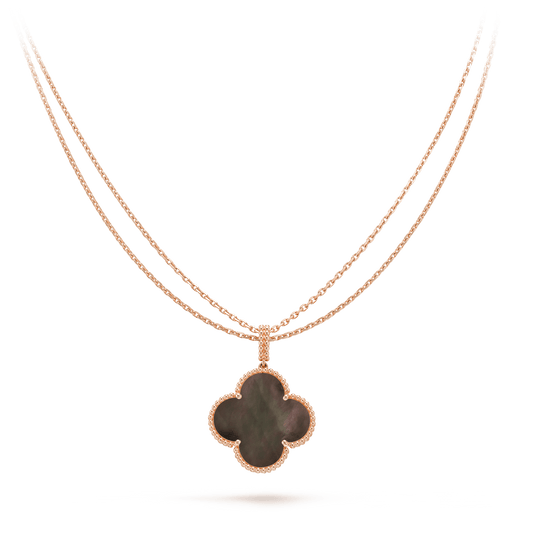 [Edler Schmuck] CLOVER 25MM GOLD DARK MOP BIG CLOVER HALSKETTE