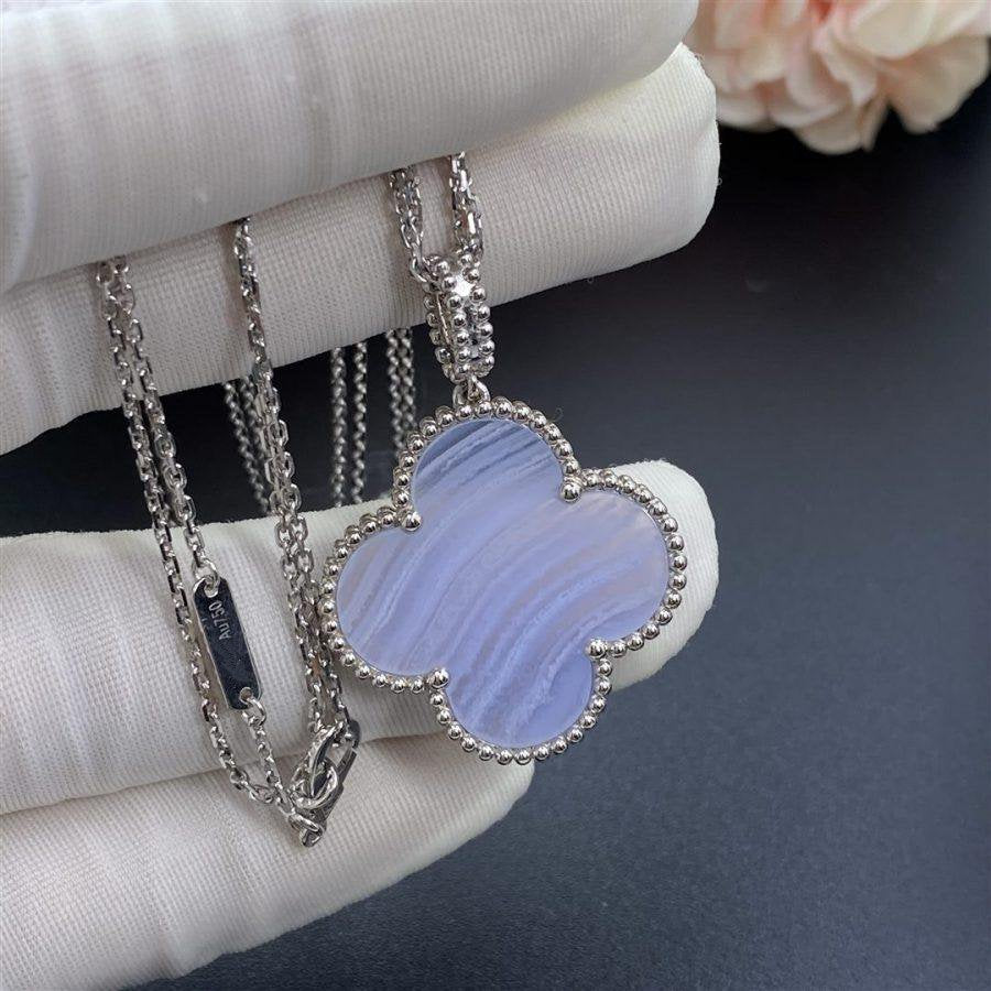 [Noble Jewelry]CLOVER SILVER CHALCEDONY BIG CLOVER NECKLACE