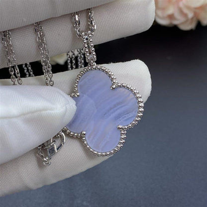 [Noble Jewelry]CLOVER SILVER CHALCEDONY BIG CLOVER NECKLACE