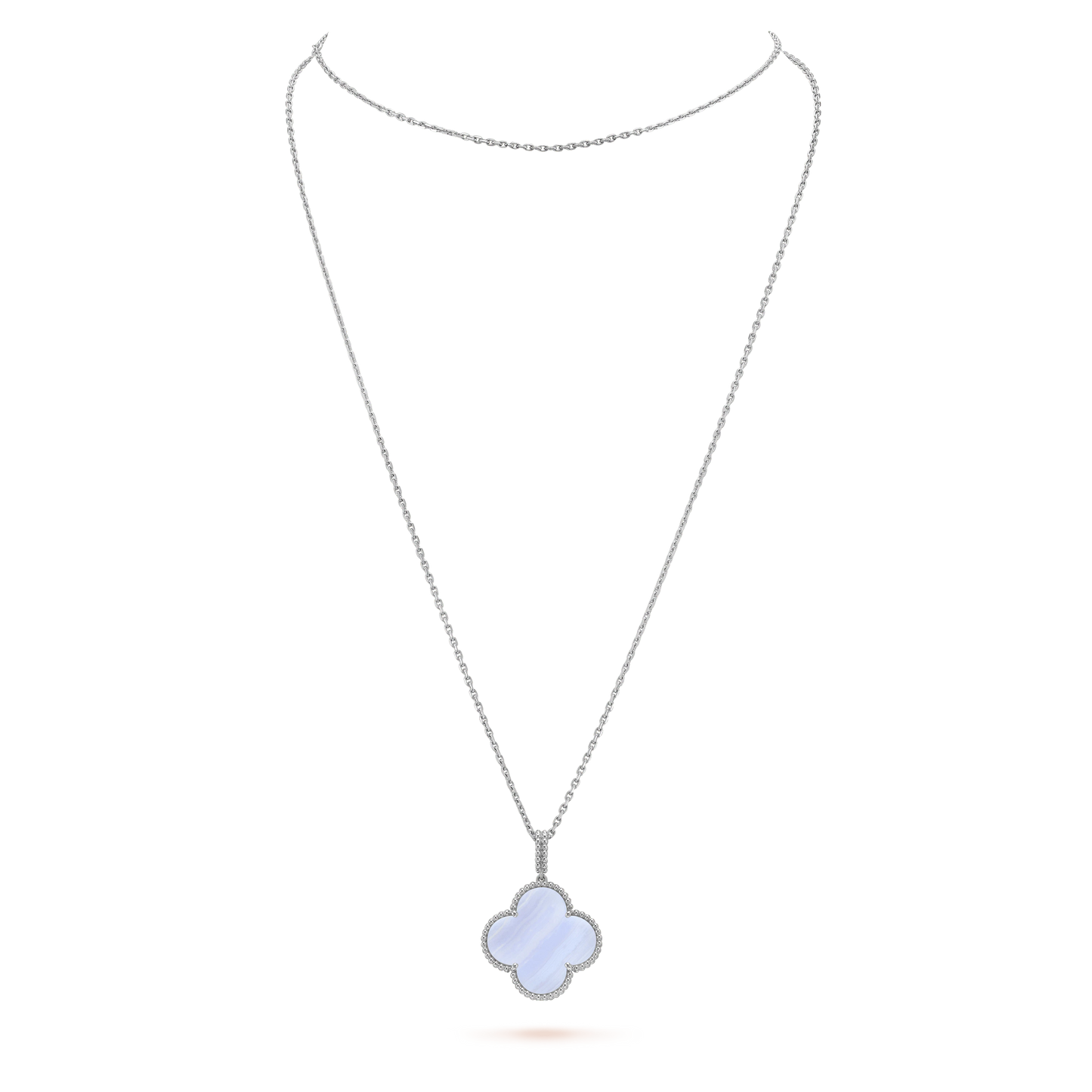 [Noble Jewelry]CLOVER SILVER CHALCEDONY BIG CLOVER NECKLACE