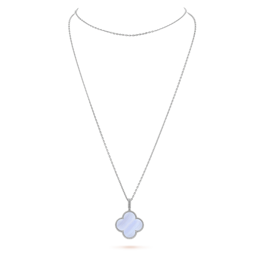 [Noble Jewelry]CLOVER SILVER CHALCEDONY BIG CLOVER NECKLACE