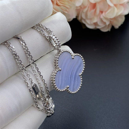 [Noble Jewelry]CLOVER SILVER CHALCEDONY BIG CLOVER NECKLACE