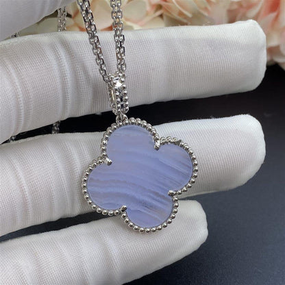 [Noble Jewelry]CLOVER SILVER CHALCEDONY BIG CLOVER NECKLACE