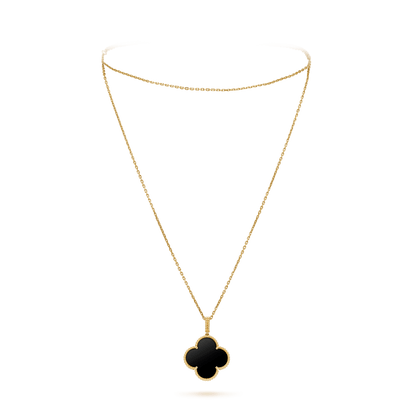 [Edler Schmuck] CLOVER 25MM GOLD ONYX BIG CLOVER HALSKETTE